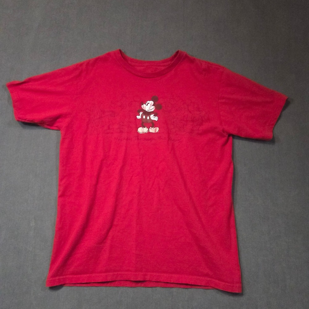 Disney Store Mickey Mouse T-Shirt Mens Small Red Graphic Tee Short Sleeve